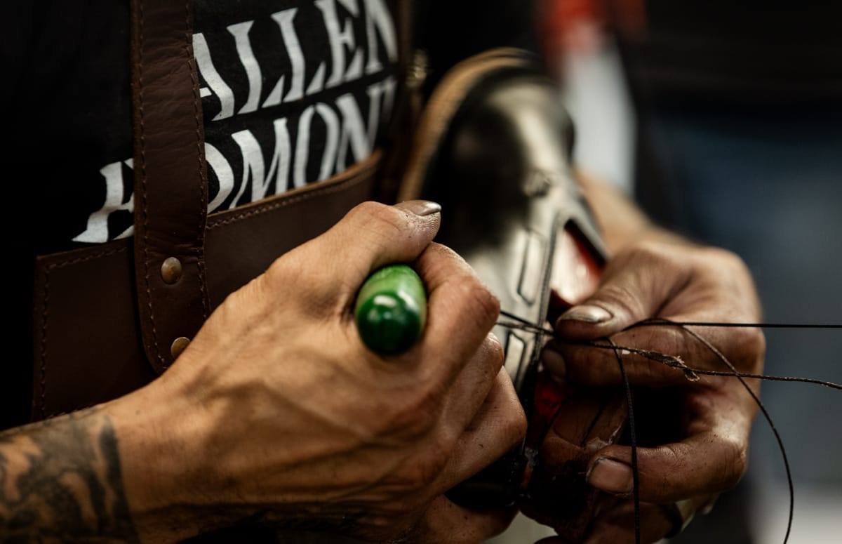Allen Edmonds Craftsperson sewing