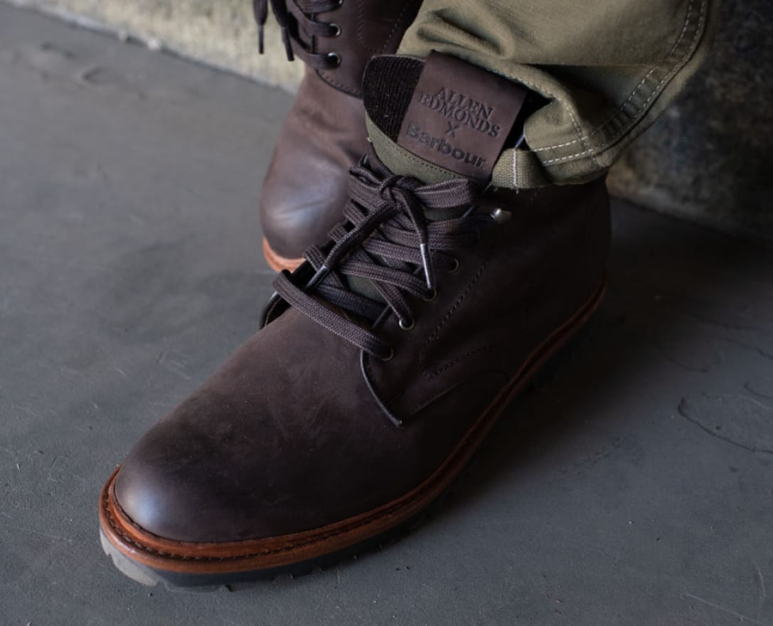 Barbour and Allen Edmonds Higgins Mill boot collaboration