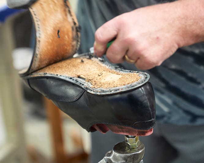 Worn outsoles are removed