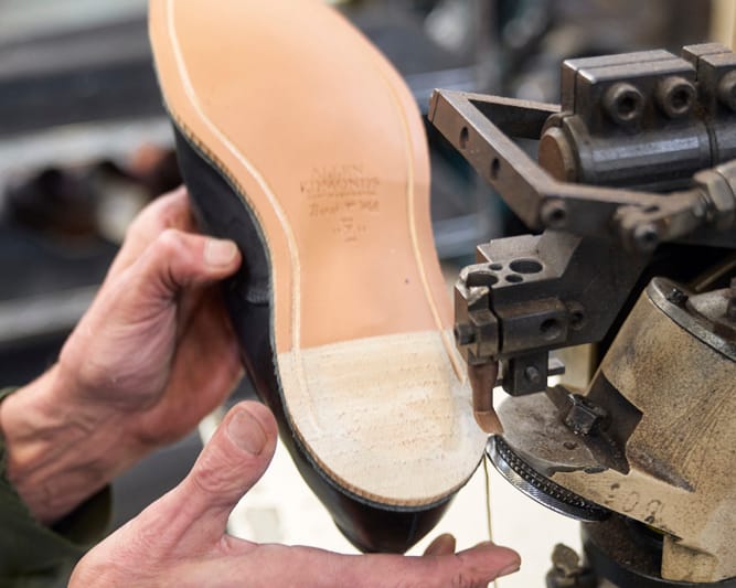 Outsoles trimmed to fit the individual shoe